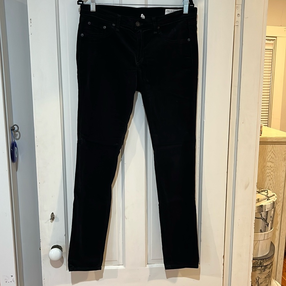 Rag and bone black velvet skinny jeans. 31